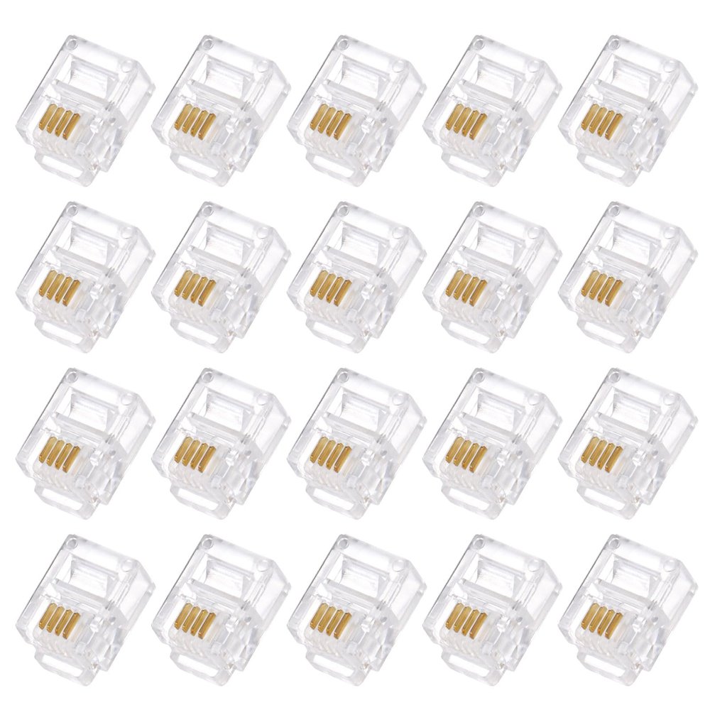 uxcell Telephone Modular Plug Male RJ11 Connectors, Copper Core 6P4C Clear 20pcs
