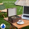 Yintiny Vintage-Style Portable CD Player with Bluetooth, Brown Leather view 4