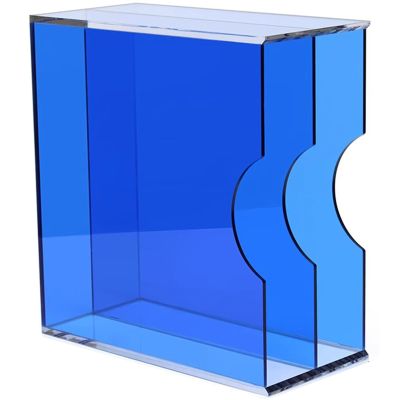 LZMZMQ Acrylic Vinyl Record Holder, Small Countertop Albums Books CDs Storage Organizer Box 1 2 3 Tier, for Tea House/Bedroom/Study/Bars/Living Room/Restaurants(Blue,2 Grids)