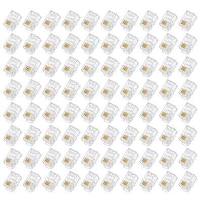 uxcell Telephone Modular Plug Male RJ11 Connectors, Copper Core 4P4C Clear 80pcs