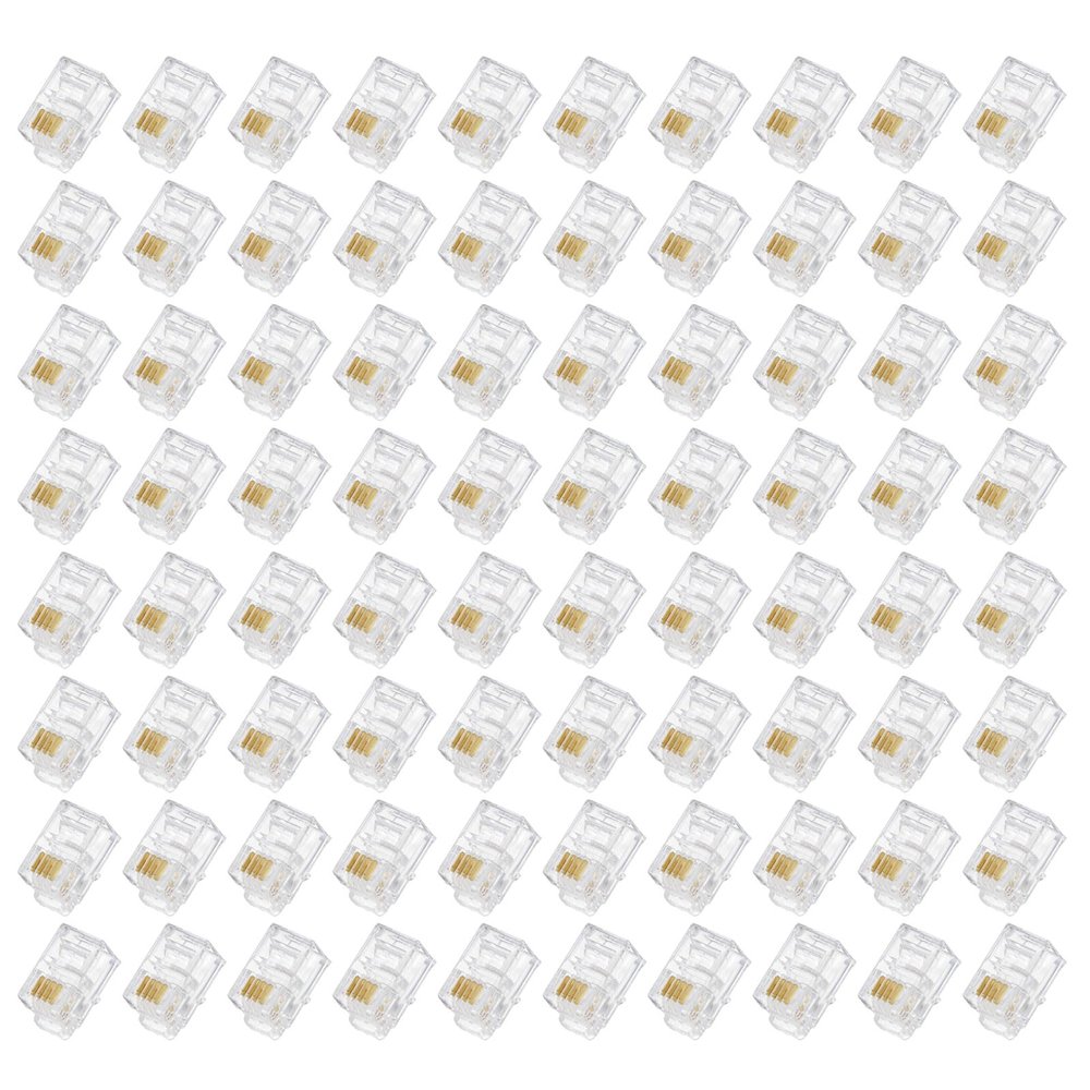 uxcell Telephone Modular Plug Male RJ11 Connectors, Copper Core 4P4C Clear 120pcs