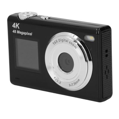4K Digital Camera Autofocus 48MP Anti Shake 16X Digital Zoom Beauty Filters Portable Compact Camera Dual Screen for Students (Black)