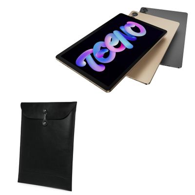 BoxWave Case Compatible with Tecno Megapad - Nero Leather Envelope, Leather Wallet Style Flip Cover