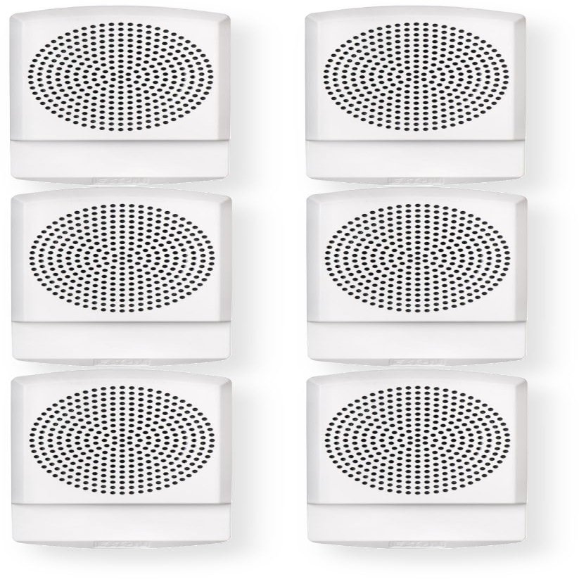 ELFHNW-N Pack of 6 Low-Frequency Sounders, White; Without Lettering; Built-in Level Adjustment Feature and Snap-on Grille Cover; Indoor; Wall Mounting; 24 Volts; Mounting Plate Included
