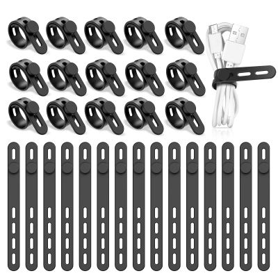 30Pcs Silicone Cable Ties Adjustable Cable Straps Black/Colorful Cord Organizer Reusable Cable Management Organizer Fastening Cable Straps for Travel Office Home ZJMCAJY(black)