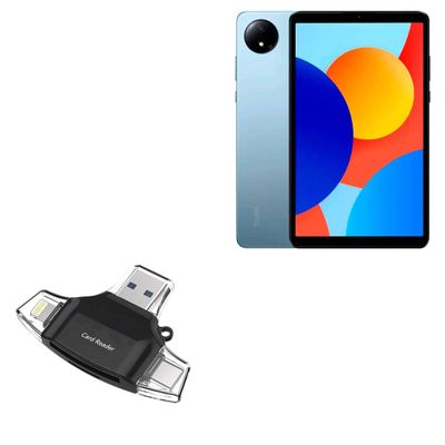 BoxWave Smart Gadget Compatible with Xiaomi Redmi Pad SE 8.7 - AllReader SD Card Reader, microSD Card Reader SD Compact USB - Jet Black