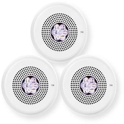 ELFHSWC-N Pack of 3 Low Frequency Sounder Strobes, White; No Lettering; Clear Lens; Built-in Level Adjustment; Snap-on Grille Cover; Indoor; Ceiling Mounting; 110/177cd; 24V; Mounting Plate