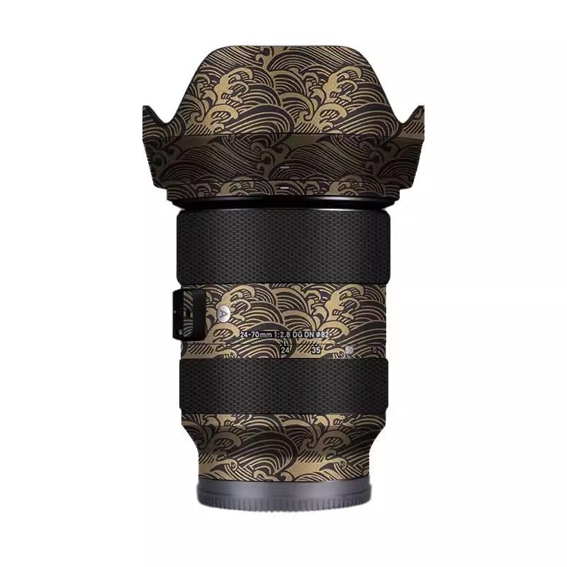 for Sigma Art 24-70mm F2.8 DG DN Fit for Sony Mount Camera Lens Sticker Coat Wrap Protective Film Body Protector Decal Skin 1:2.8 24-70 2.8(Wave Gold)