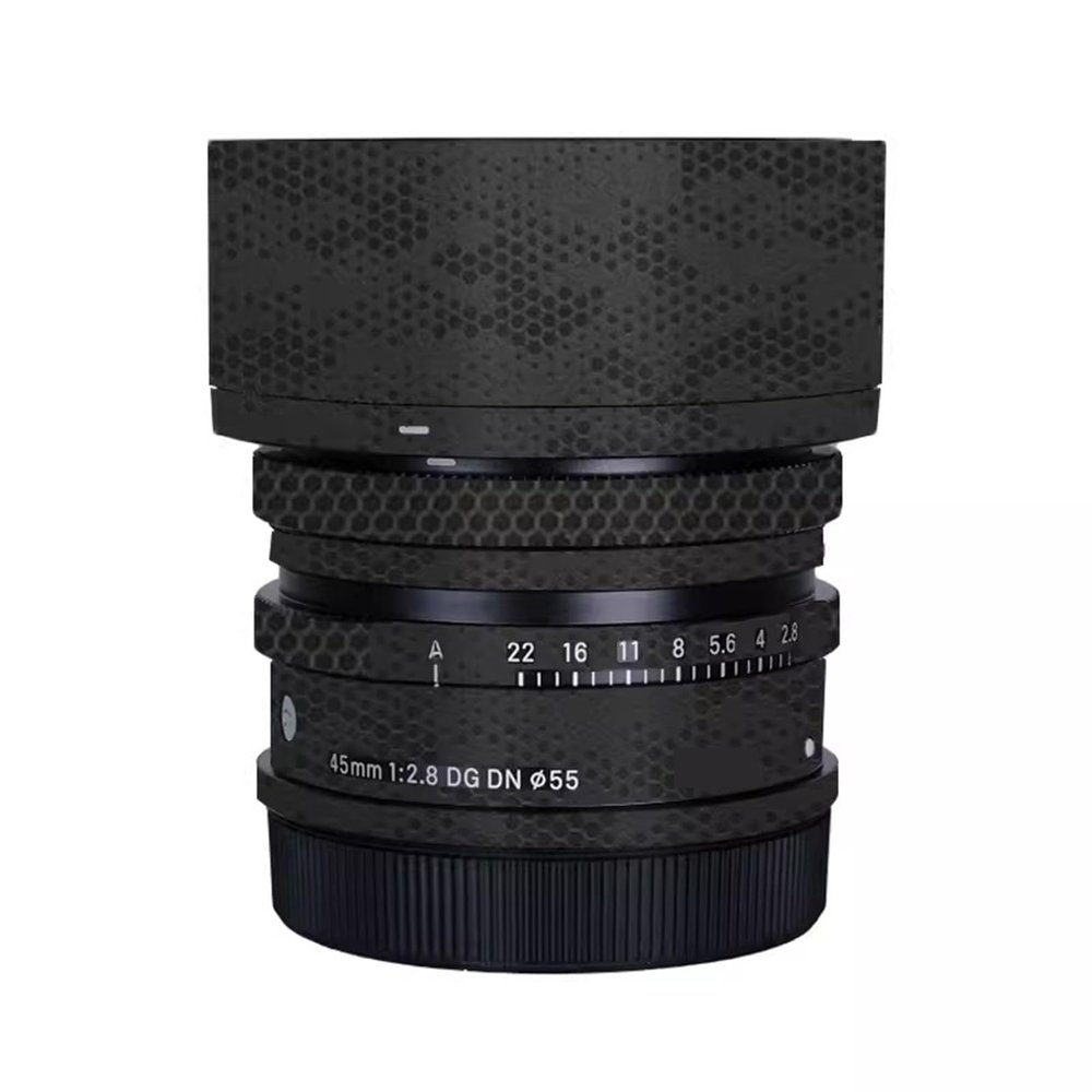 Anti-Scratch Camera Lens Sticker for Sigma 45mm F2.8 DG DN Fit for Sony Mount Camera Coat Wrap Protective Film Body Protector Skin Cover 1:2.8 45 2.8(Mamba Black)