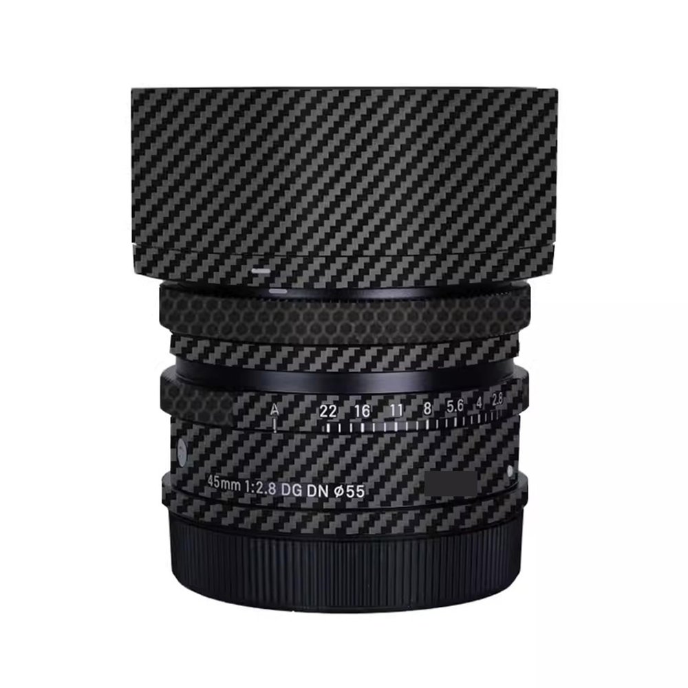 Anti-Scratch Camera Lens Sticker for Sigma 45mm F2.8 DG DN Fit for Sony Mount Camera Coat Wrap Protective Film Body Protector Skin Cover 1:2.8 45 2.8(Carbon Fiber Black)