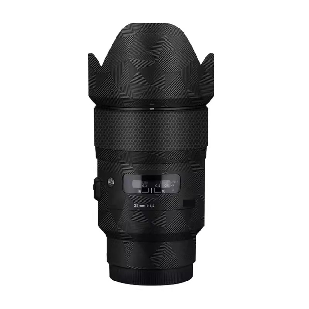 35 1.4 Camera Lens Skin Sony Coat Wrap Protective Film Body Decal Anti-Scratch Sticker Accessories for Sigma 35mm F1.4 DG HSM Art Fit for Sony Mount Camera 1:1.4(Triangle Black)
