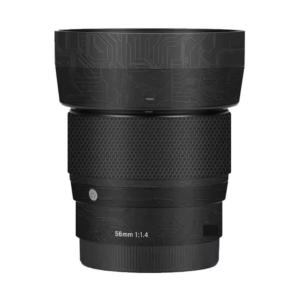 Camera Lens Protector Coat Protective Film Body Vinly Wrap Skin Premium Sticker for Sigma 56mm F1.4 DG DN Fit for Sony E Mount for Canon EFM Mount(Circuit Black)
