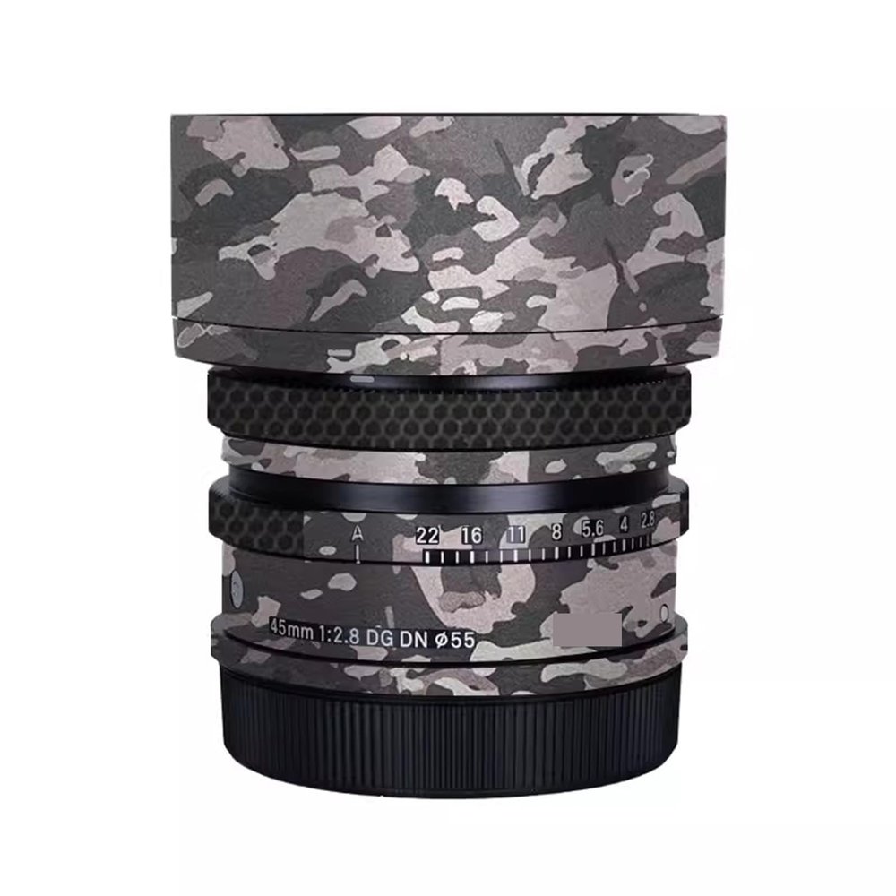 Anti-Scratch Camera Lens Sticker for Sigma 45mm F2.8 DG DN Fit for Sony Mount Camera Coat Wrap Protective Film Body Protector Skin Cover 1:2.8 45 2.8(Field Camouflage)