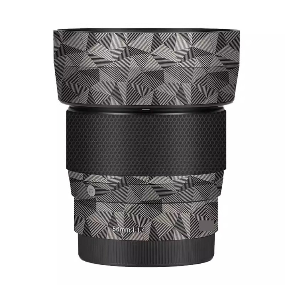 Camera Lens Protector Coat Protective Film Body Vinly Wrap Skin Premium Sticker for Sigma 56mm F1.4 DG DN Fit for Sony E Mount for Canon EFM Mount(Triangle Titanium)