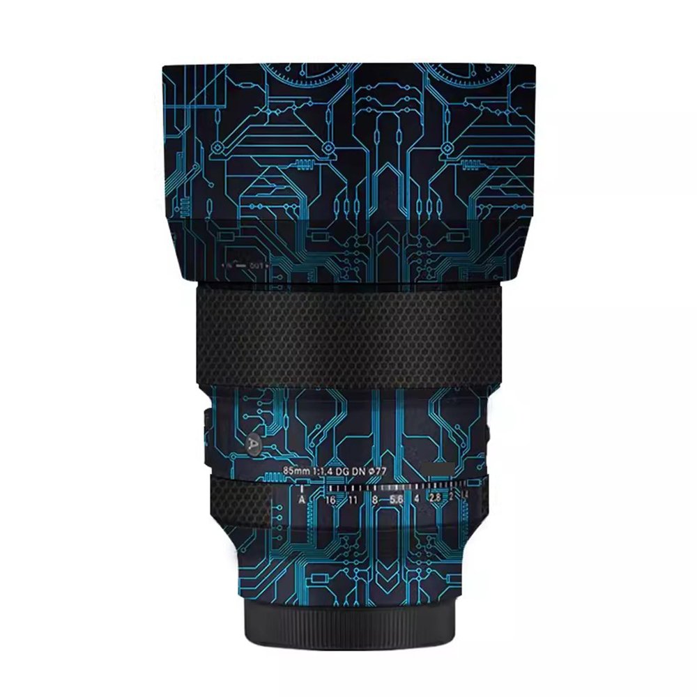 for Sigma Art 85mm F1.4 DG DN Fit for Sony Mount Camera Decal Skin Vinyl Wrap Film Camera Lens Body Protective Sticker Protector Coat 1:1.4 85 1.4(Circuit Blue)
