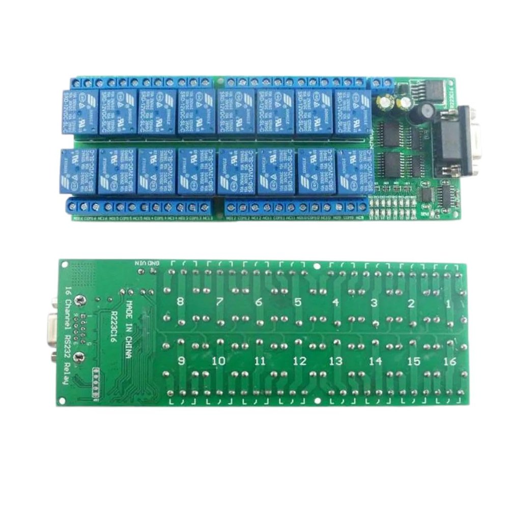 16 Channel Relay Module DB9 PC Com UART Female Interface Serial Port Remote Control Switch RS232 R223C16 Delay Relay DC 12V New for Arrival 2025 High for Quality