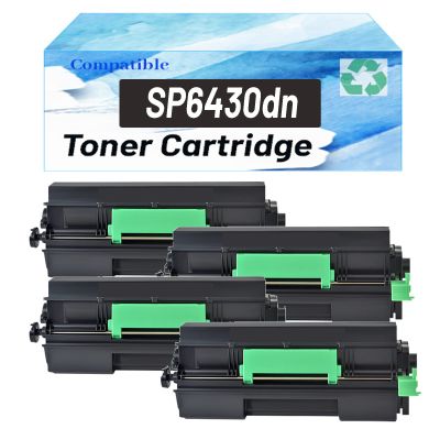 HXOULP 407507 Toner Cartridge Replacement for Ricoh SP 6430dn Black Toner 10,000 Page-Yield, Work with SP 6430 6430dn 6420 6420M 6410 6450 6440 6440M Printer 4 Packs