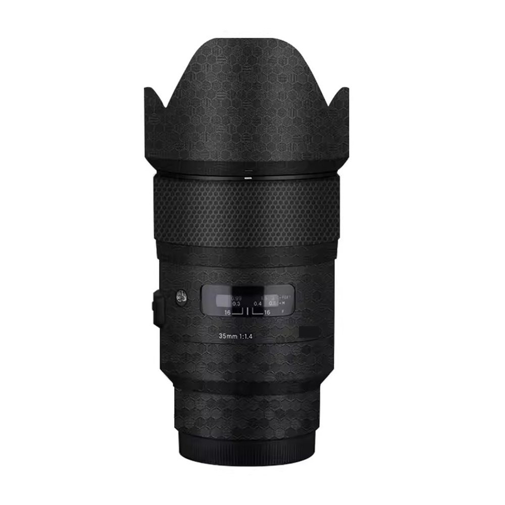 35 1.4 Camera Lens Skin Sony Coat Wrap Protective Film Body Decal Anti-Scratch Sticker Accessories for Sigma 35mm F1.4 DG HSM Art Fit for Sony Mount Camera 1:1.4(Honeycomb Black)