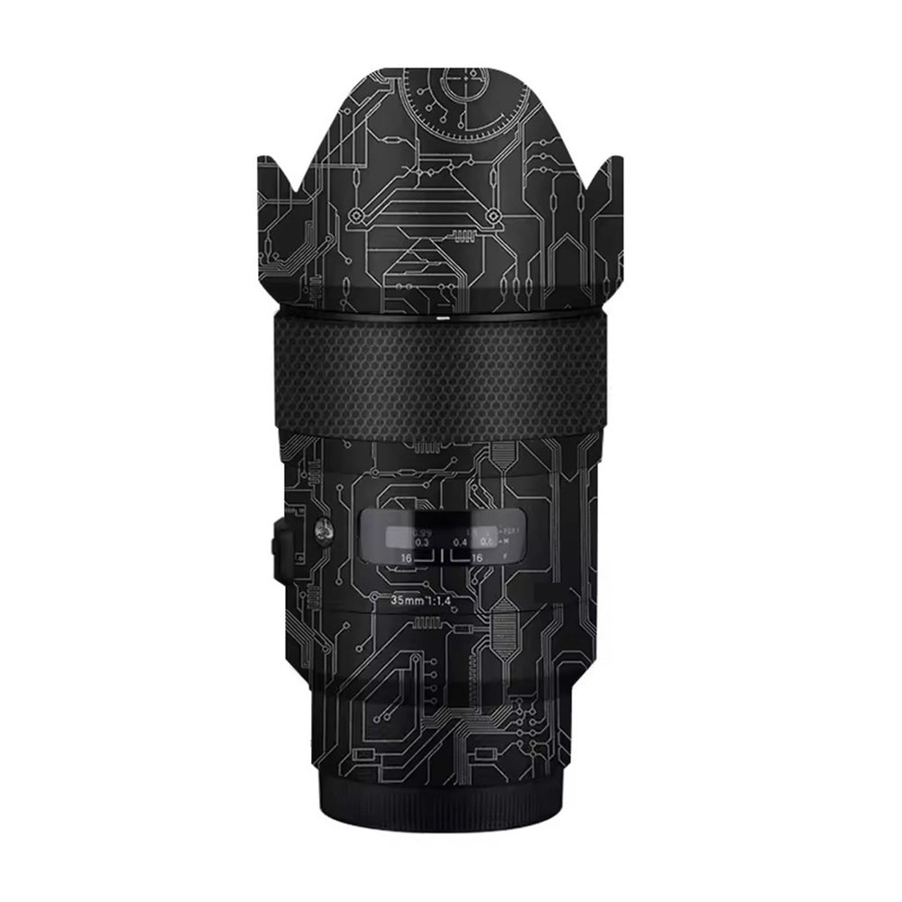 35 1.4 Camera Lens Skin Sony Coat Wrap Protective Film Body Decal Anti-Scratch Sticker Accessories for Sigma 35mm F1.4 DG HSM Art Fit for Sony Mount Camera 1:1.4(Circuit Titanium)