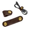 2 Pack Cord Organizer, Leather Cable Management, Earphone Clips Ties, Cable Straps, USB Straps, Stocking Stuffers for Men (Brown) view 1