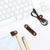 2 Pack Cord Organizer, Leather Cable Management, Earphone Clips Ties, Cable Straps, USB Straps, Stocking Stuffers for Men (Brown) view 3