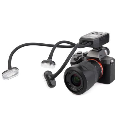 KOERTACOO Triple Head Macro Flash, 2 Xenon Lights (5600K) + 1 LED Continuous Light (6500K), with Adjustable Arms, for Insect and Plant Macro Photography, Compatible with Sony, Canon, Nikon, and Fuji.