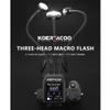 KOERTACOO Triple Head Macro Flash, 2 Xenon Lights (5600K) + 1 LED Continuous Light (6500K), with Adjustable Arms, for Insect and Plant Macro Photography, Compatible with Sony, Canon, Nikon, and Fuji. view 2