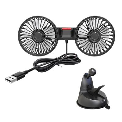 BLACKNANA Car Head Fan Rotation 3 Gear Adjustable Suction Cup Cooling Fan for Vehicles Office Dashboard Mounted USB Fan