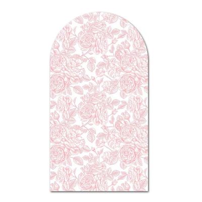 KONPON Pink Small Flowers Arched Backdrop Cover Pink Bow Stretchy Arched Stand Cover for Coquette Girls Birthday Party Decorations (No Stand!)