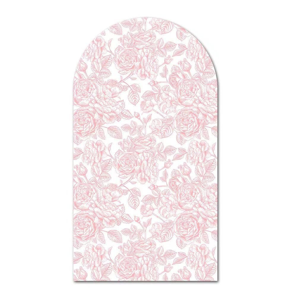 KONPON Pink Small Flowers Arched Backdrop Cover Pink Bow Stretchy Arched Stand Cover for Coquette Girls Birthday Party Decorations (No Stand!)