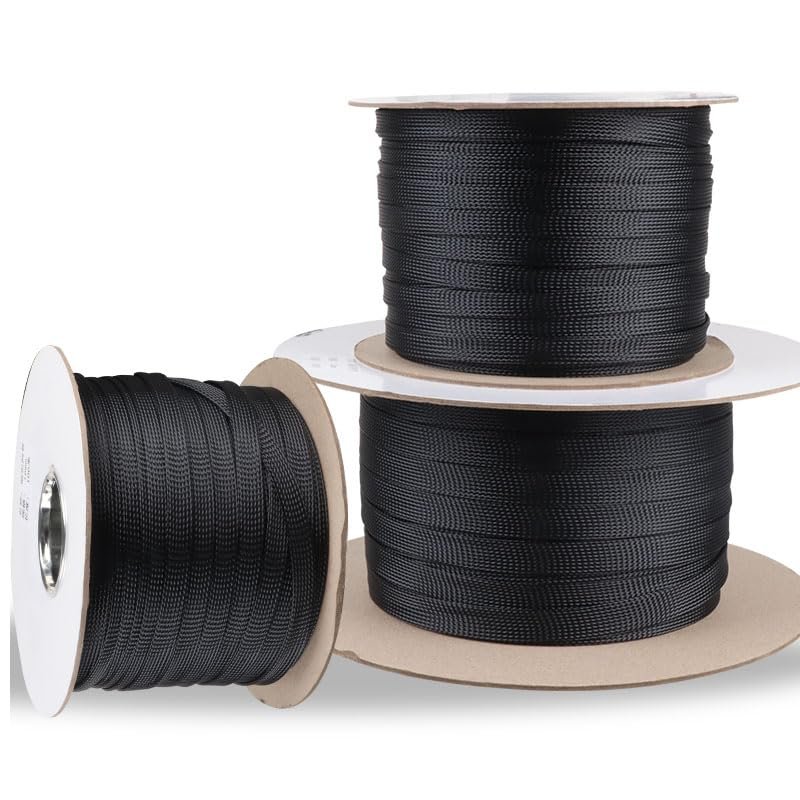 1/5/10m Black Insulated Braid Sleeving 1-100mm Tight Pet Wire Cable Protection Wear-resistant Expandable Cable Wires Sleeve - Cable Sleeves - - (Inside Diameter: 10mm, Length: 5 Meters)