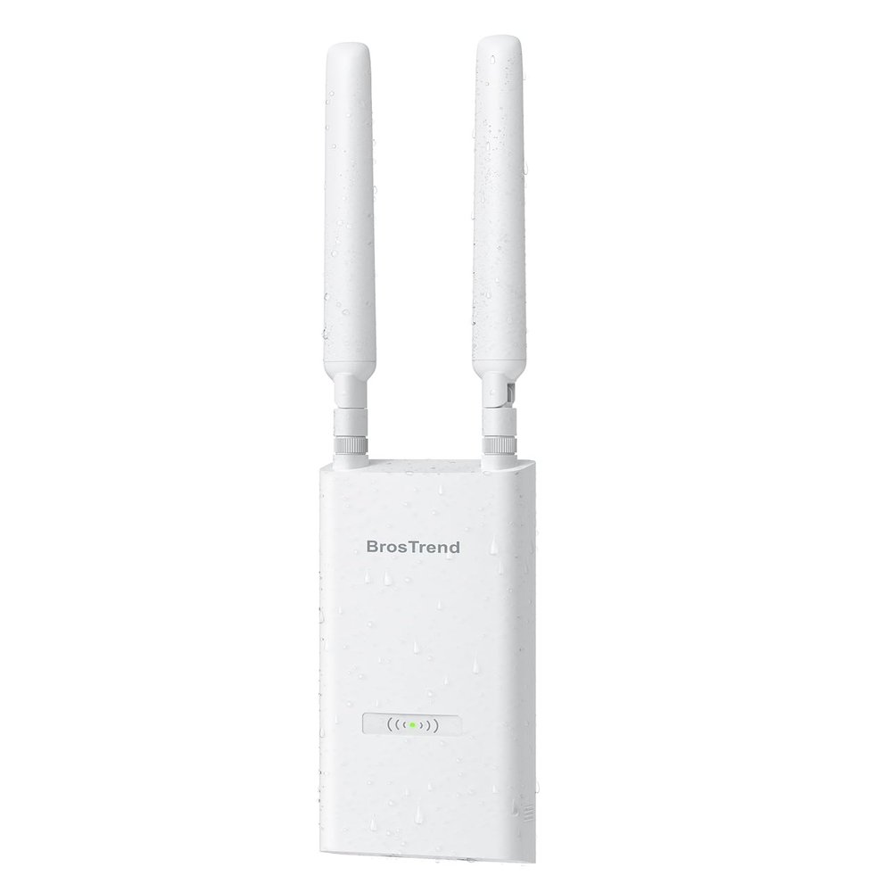 BrosTrend AC1200 Outdoor Access Point Long Range, IP65 Weatherproof Gigabit WiFi Access Point, Dual Band 5GHz + 2.4G, PoE Powered, with Passive PoE Injector, Universal Compatible, WAP for Yard Farm RV