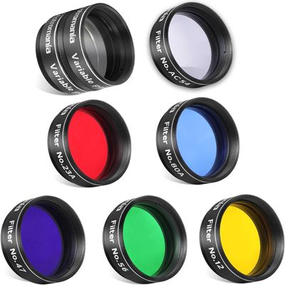 Astromania 1.25" Color/Planetary Moon Filter #AC54 - Bundle with - 1.25" Telescope Eyepiece Filter Set(6 Pieces)