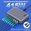 USB C Charger 415W USB C Charger Block, 8-Ports GaN IV Fast Charging Station Hub, Dual PD 100W Laptop Charger Adapter,for MacBook Pro/Air/iPad/iPhone16/15/14/Apple Watch/DELL/Samsung for Home Office view 4