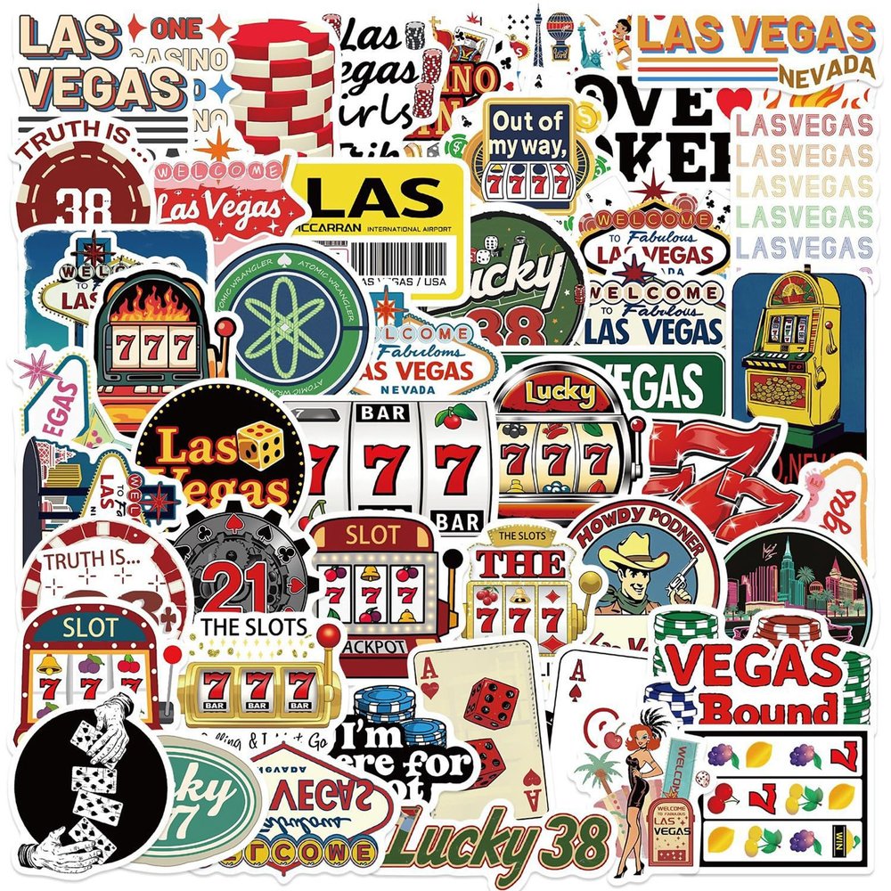 50PCS Las Vegas Stickers Nevada Las Vegas Stickers Pack,Aesthetic Travel Sticker for Water Bottles Scrapbooks Laptops Luggage Phone,Waterproof Retro City Aesthetic Decals