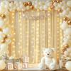 10x10ft Champagne Tulle Backdrop Curtains with Lights String for Parties,Wrinkle Free Sheer Curtain with Lights Wedding Photo Backdop Drapes for Baby Shower Birthday Party Photography Home Decorations view 4