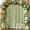 10x10ft Sage Green Tulle Backdrop Curtains with Lights String for Party,Wrinkle Free Sheer Curtain with Lights Wedding Photo Backdop Drapes for Baby Shower Birthday Party Photography Home Decorations view 4