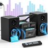 Greadio Stereo System for Home with Boombox CD and Cassette Player Combo, 40W Home Stereo System with Bluetooth, FM Radio/USB/TF/AUX/Remote Control, Detachable Wooden Bookshelf Speakers view 1