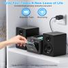 Greadio Stereo System for Home with Boombox CD and Cassette Player Combo, 40W Home Stereo System with Bluetooth, FM Radio/USB/TF/AUX/Remote Control, Detachable Wooden Bookshelf Speakers view 4