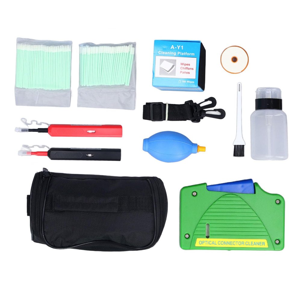 11 PCS Fiber Optic Cleaning Kit 1.25mm 2.5mm Optical Fiber Cleaning Pens Anti Static Paper for SC FC ST Connector