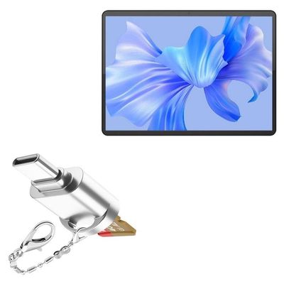 BoxWave Adapter Compatible with AXCID Jumper EZPad V12 - Micro SD Card miniReader, USB Type-C OTG Reader USB3.0 Adapter Keychain - Metallic Silver