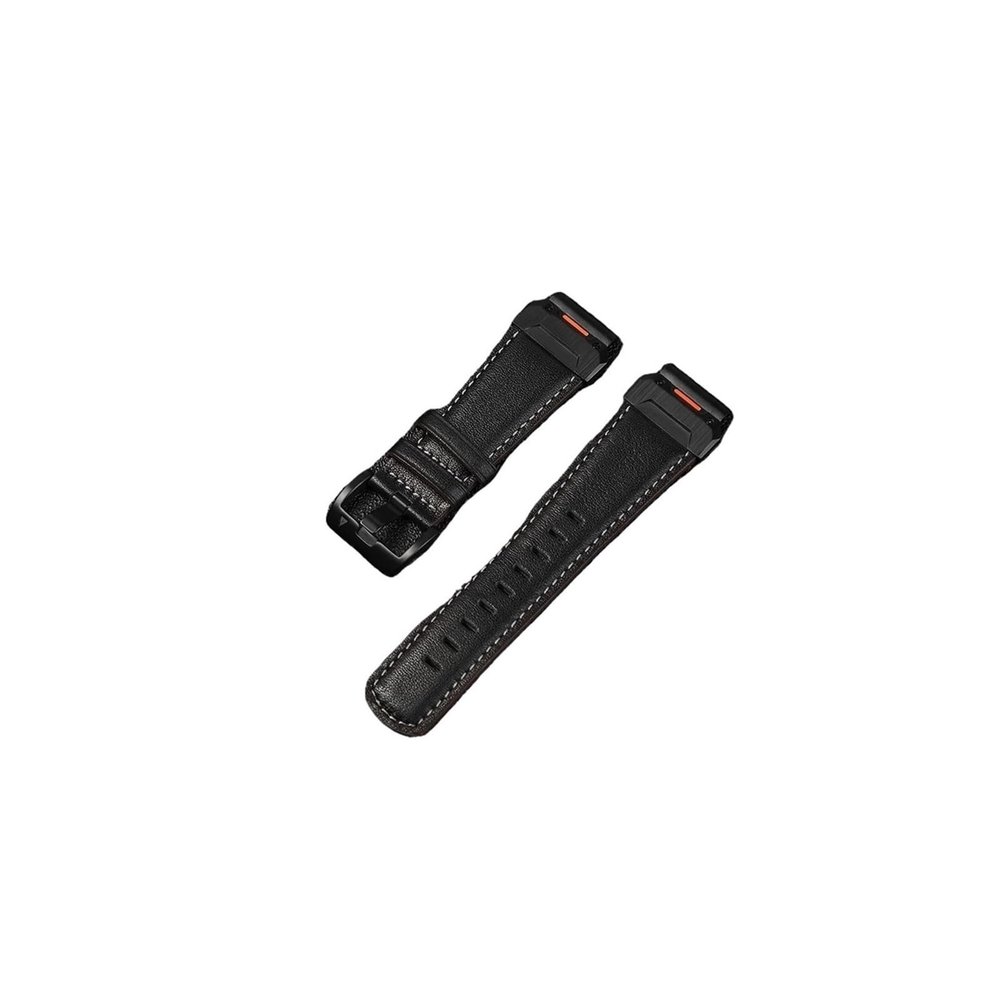 22mm 26mm Leather Watch Strap Fit For Garmin Fenix 7 7X Pro 6 6X 5 5X Plus quick-Fit Band fit For Epix Pro Gen 2 47mm 51mm(Black,26mm)