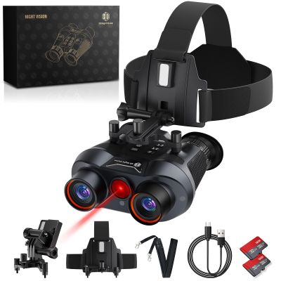 3D VR Infrared Night Vision Goggles - 7-Level IR Head Mounted Binoculars with Auto Wake, 36MP UHD Photos, 4K Video, Built-in Large Screen,6X Zoom, 232GB TF Card for Camping Surveillance