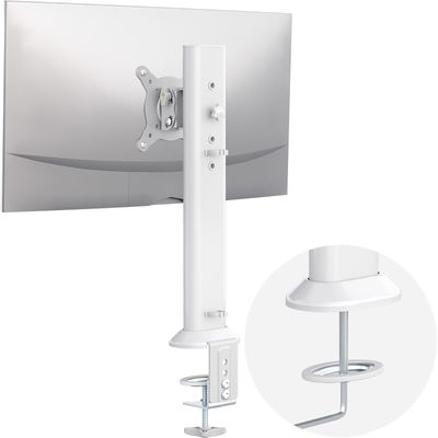 Hemudu Single Desk Monitor Arm Mount Stand Fit for 13 inch to 32 inch Flat Curved Computer Screen with Swivel, Height Adjustable, Rotation,Holds up to 77lbs, White