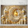 10x8 feet Eid Backdrop Banner Photography Ramadan Golden Moon Karim Holiday Party Poster Background Family Portrait Photo Zone Props view 2