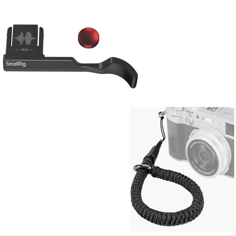 SmallRig Thumb Grip with Hot Shoe Cover for FUJIFILM X-M5 + Camera Wrist Strap