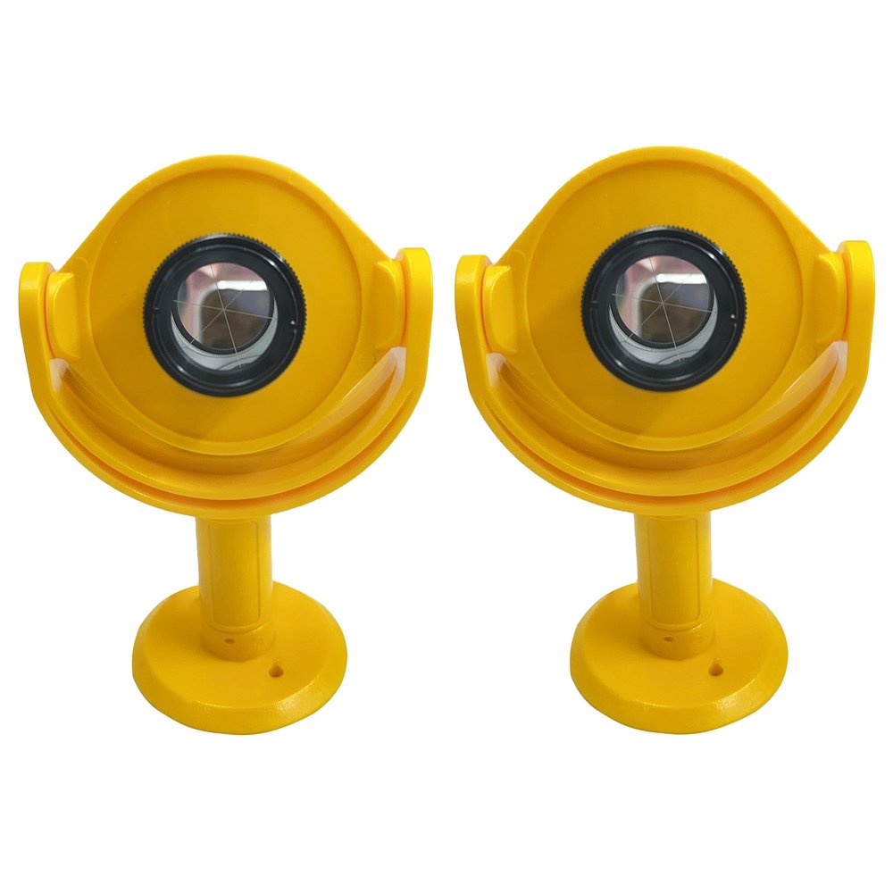 2 Pack 25mm Yellow Mini Prism with Tilting Brackets for Leica ADS109, 46-MP Replacement Surveying Peanut Prism Constant +17.5mm, Aluminum Coated