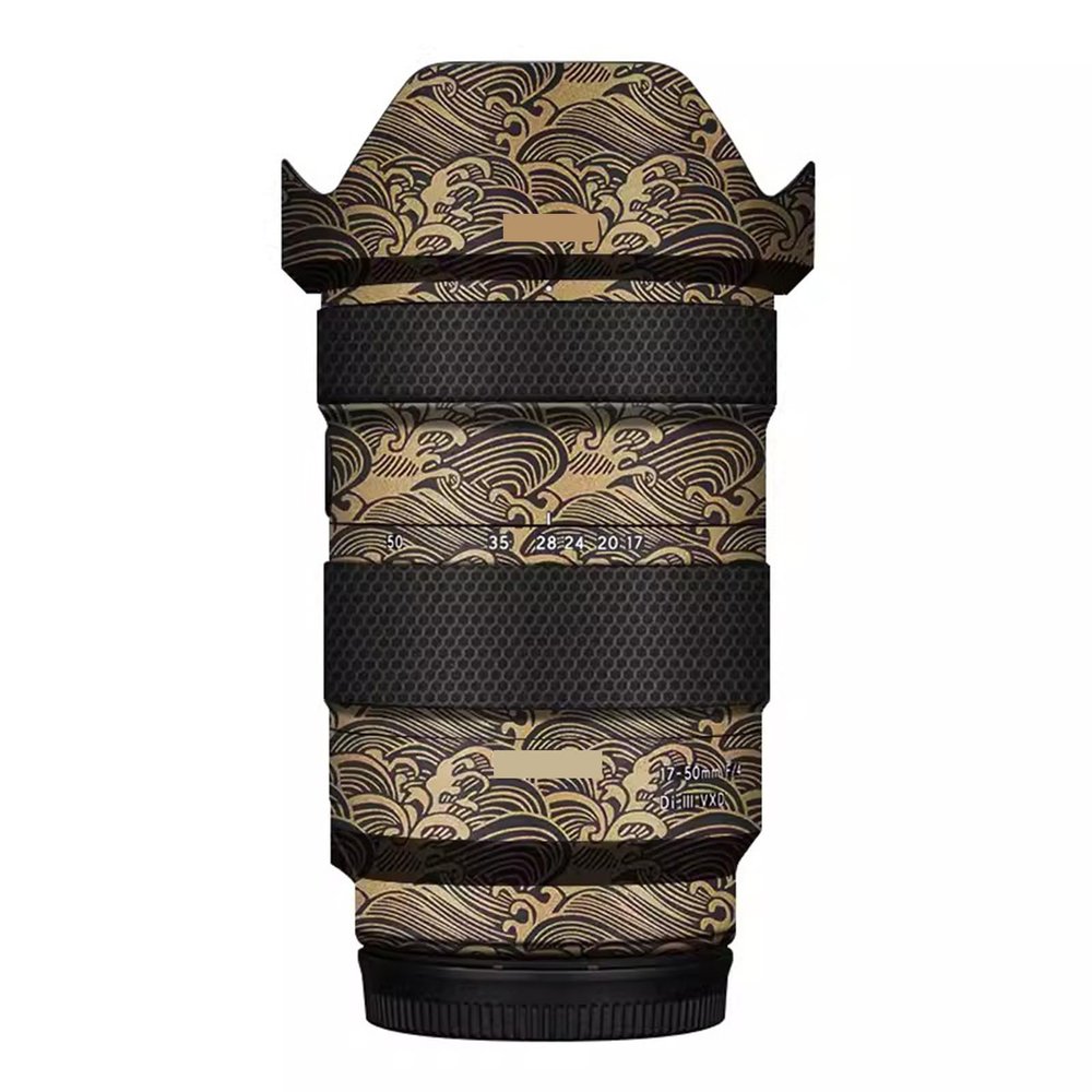 Camera Skin Wrap Lens Skins Protector for Tamron 17-50mm F4 A068 Anti-Scratch Coat Wrap Cover Sticker fit for Sony Mount Camera 17-50mm F/4 17-50 4(Wave Gold)