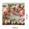 Kate 10x10ft Happy Birthday Party Pink Balloons Photography Backdrops Spring Flowers Wall Strawberry Decoration Kids Baby Shower Photo Background view 2
