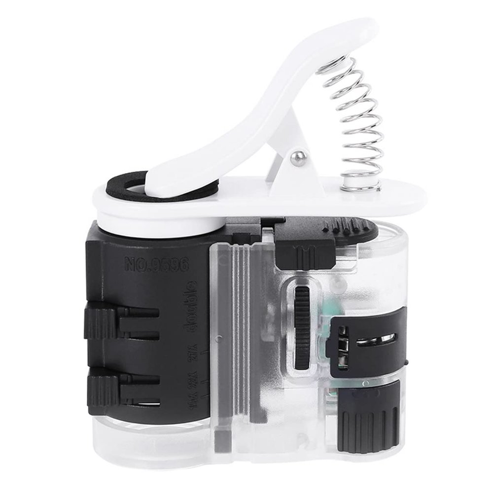 Lab Microscope Accessories 7-27X Adjustable Microscope Universal Portable Mobile Clip-Type Cellphone Microscope with LED Lamp